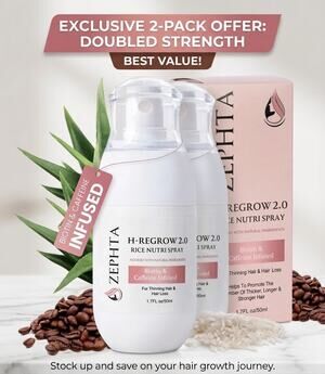 2pack-ZEPHTA H-REGROW 2.0 Rice Nutri Spray Biotin Caffeine  1.7 fl oz